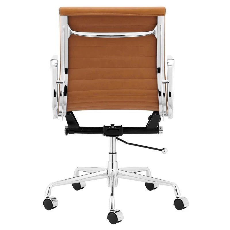 ErgoDuke Eames Premium Replica Low Back Ribbed Faux Leather Management Office Chair (Tan) - Image 6