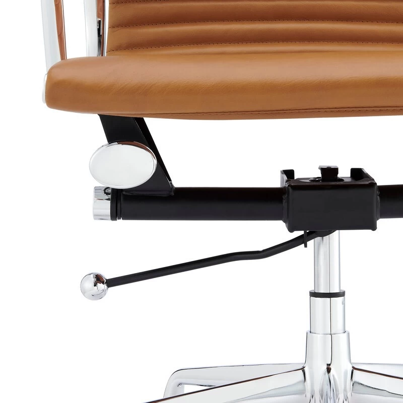 ErgoDuke Eames Premium Replica Low Back Ribbed Faux Leather Management Office Chair (Tan) - Image 8