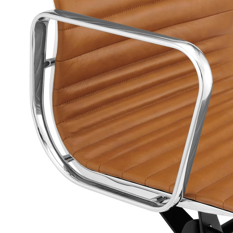 ErgoDuke Eames Premium Replica Low Back Ribbed Faux Leather Management Office Chair (Tan) - Image 9