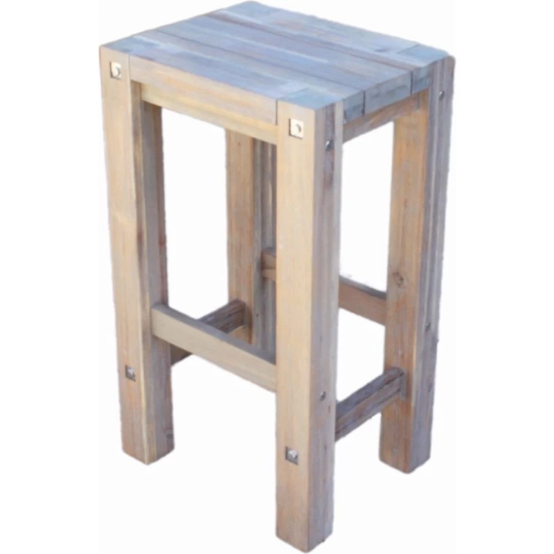 Q Furniture European Outdoor Solid Wooden Bar Stool Grey 74cm - Image 2