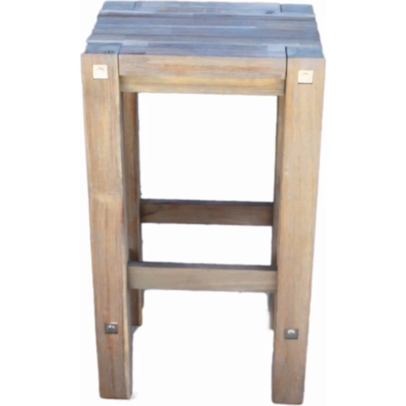 Q Furniture European Outdoor Solid Wooden Bar Stool Grey 74cm - Image 3