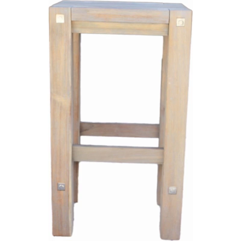 Q Furniture European Outdoor Solid Wooden Bar Stool Grey 74cm - Image 4