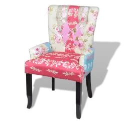 French Chair With Patchwork Design Fabric VidaXL