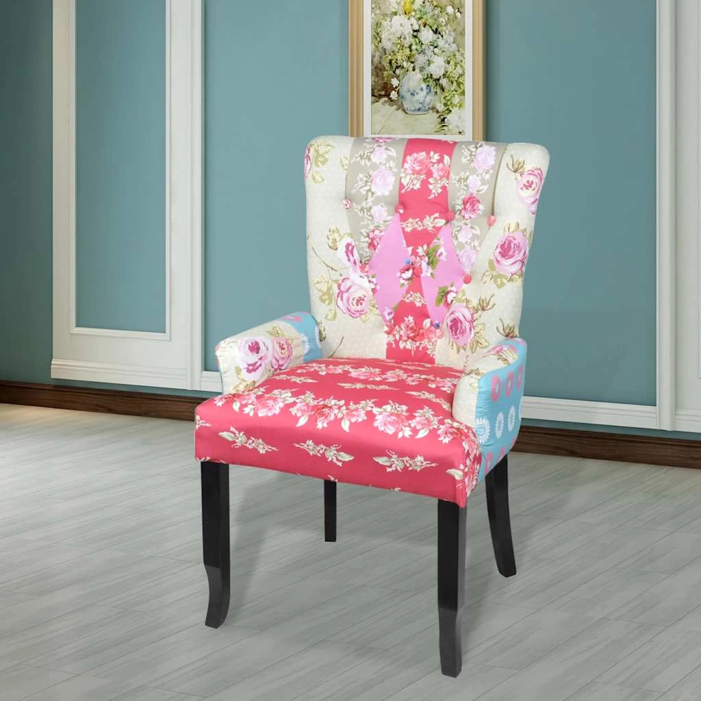 French Chair With Patchwork Design Fabric VidaXL - Image 2