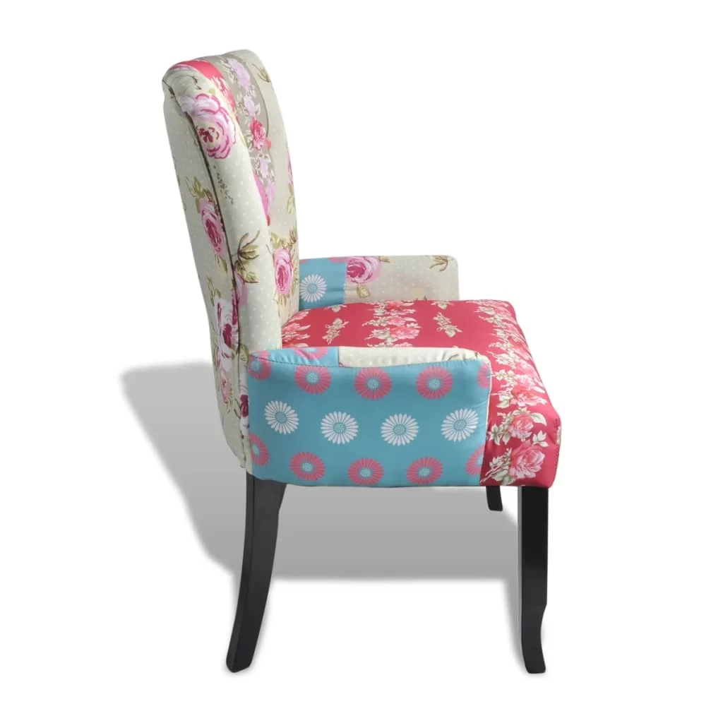 French Chair With Patchwork Design Fabric VidaXL - Image 3