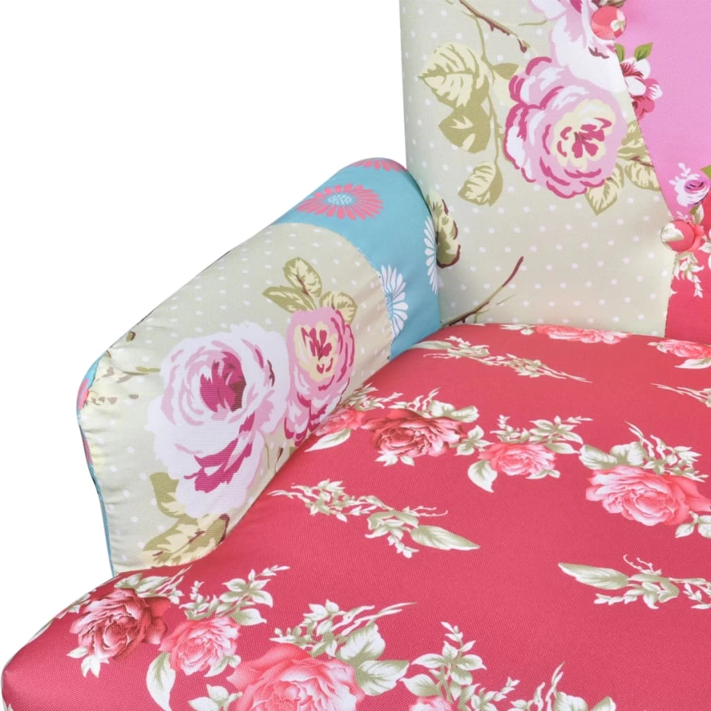 French Chair With Patchwork Design Fabric VidaXL - Image 4