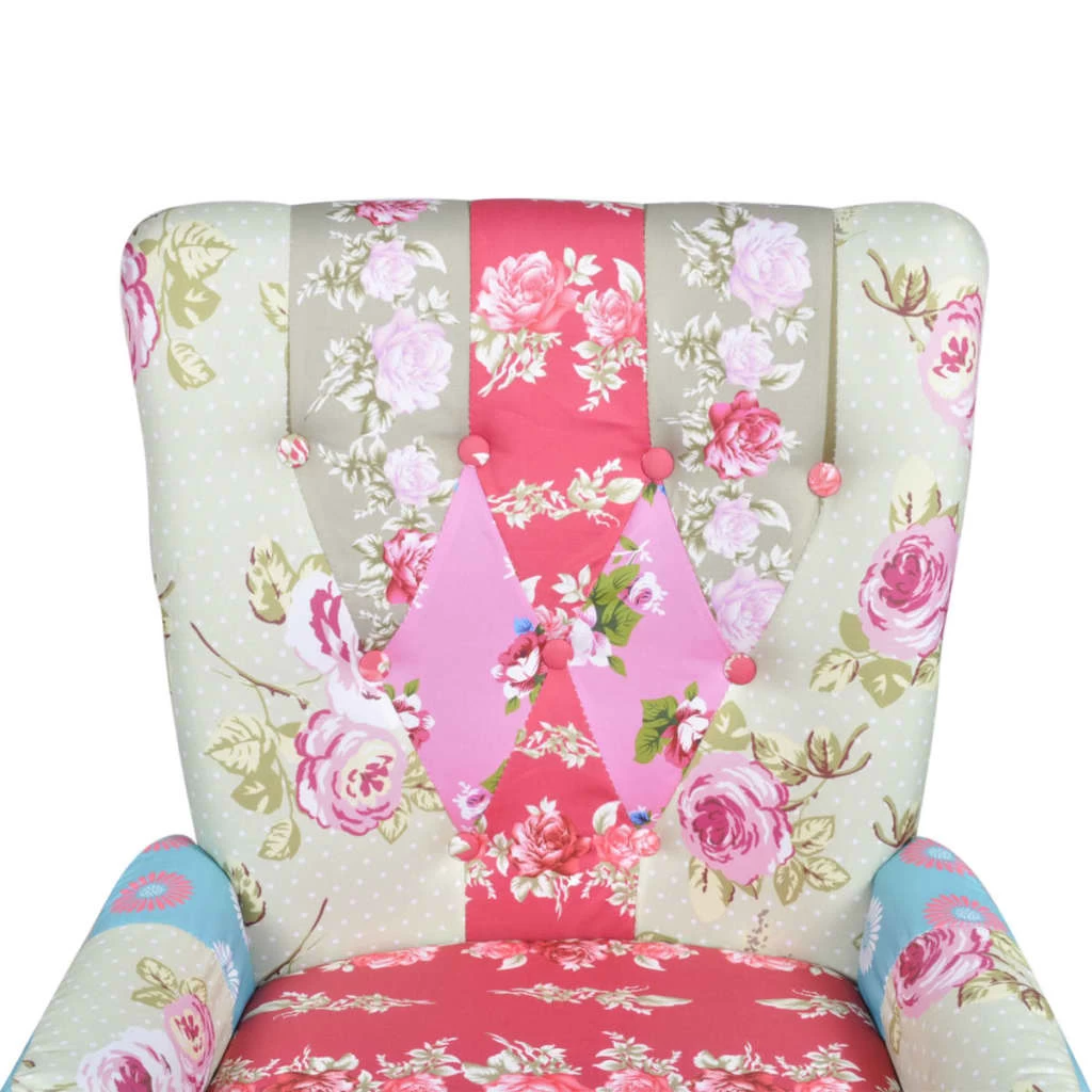 French Chair With Patchwork Design Fabric VidaXL - Image 6