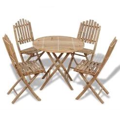5 Piece Folding Outdoor Dining Set Bamboo VidaXL