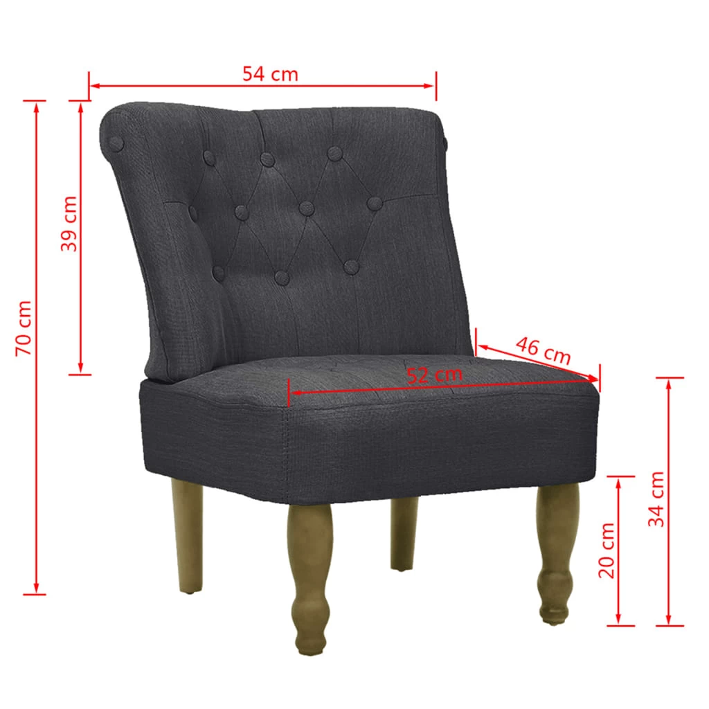 French Chair Grey Fabric VidaXL - Image 5