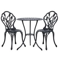 Gardeon 3 Piece Outdoor Setting Chairs Table Bistro Set Cast Aluminum Patio