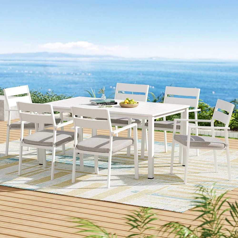 Gardeon Outdoor Dining Set 7 Piece Table Chairs Setting Patio Outdoor Furniture Aluminum