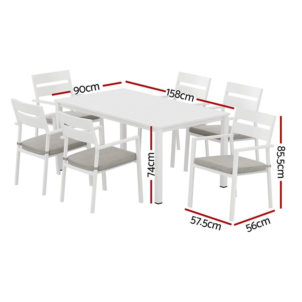Gardeon Outdoor Dining Set 7 Piece Table Chairs Setting Patio Outdoor Furniture Aluminum - Image 3