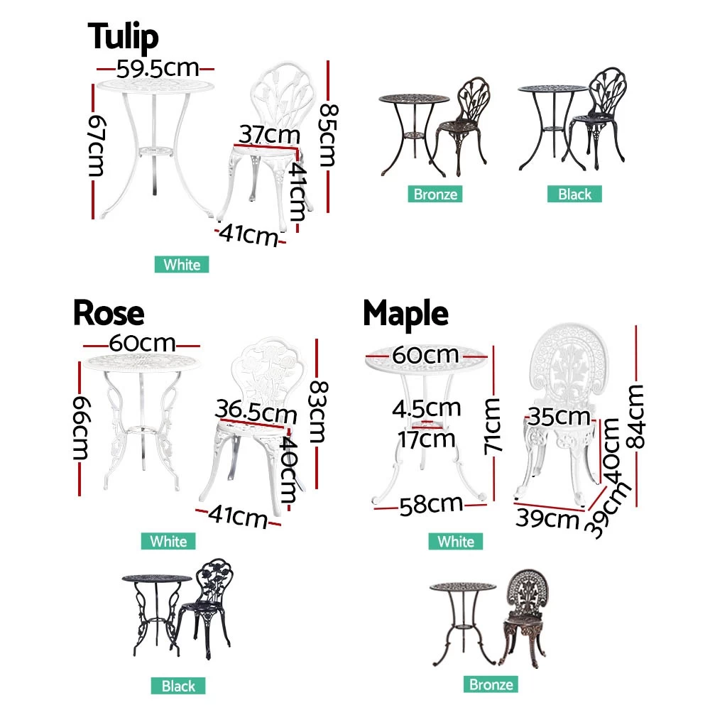 Gardeon Outdoor Setting Bistro Set Patio Garden Furniture Dining Chairs 3 Piece - Image 3