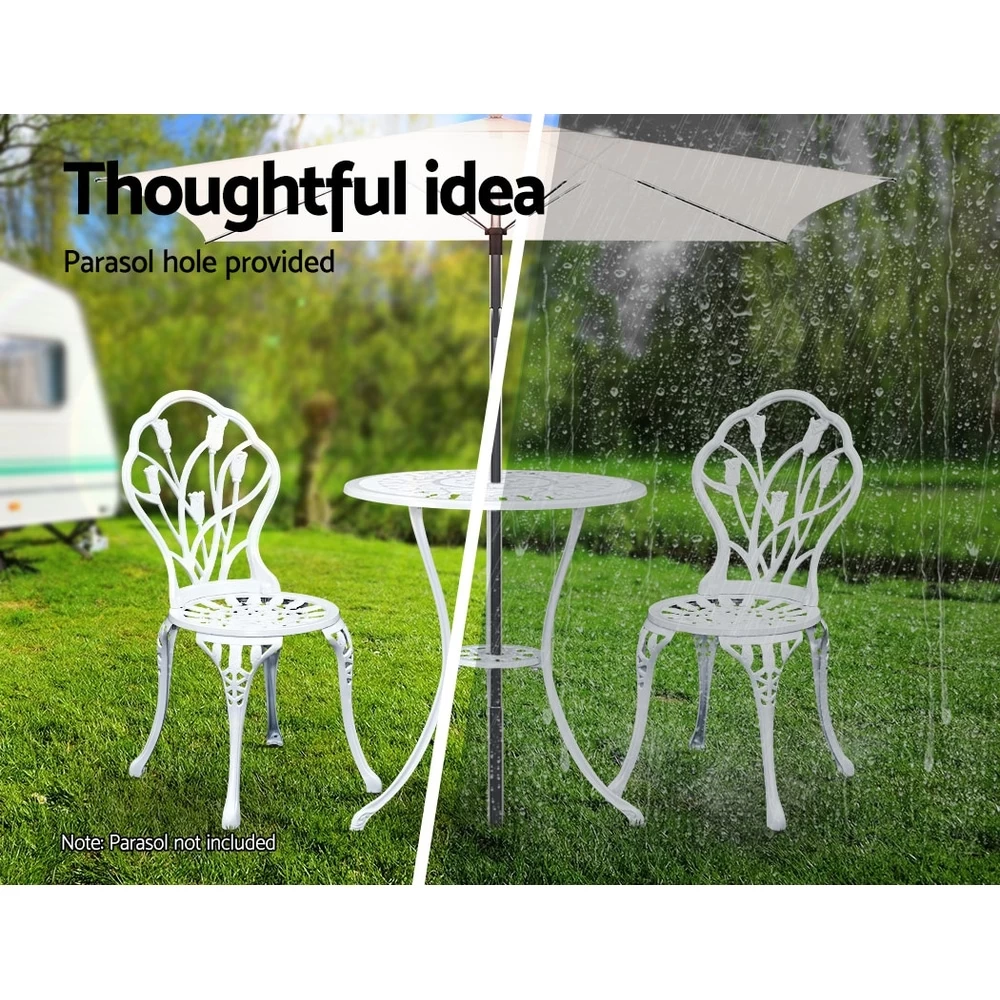 Gardeon Outdoor Setting Bistro Set Patio Garden Furniture Dining Chairs 3 Piece - Image 7