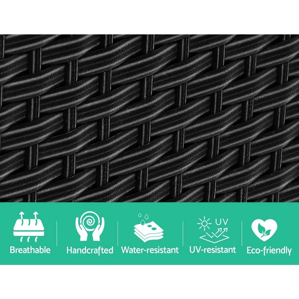 Gardeon Outdoor Setting Wicker Loveseat Birstro Set Patio Garden Furniture Black Gardeon - Image 6