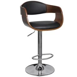 Bar Stool Bent Wood And Faux Leather VidaXL