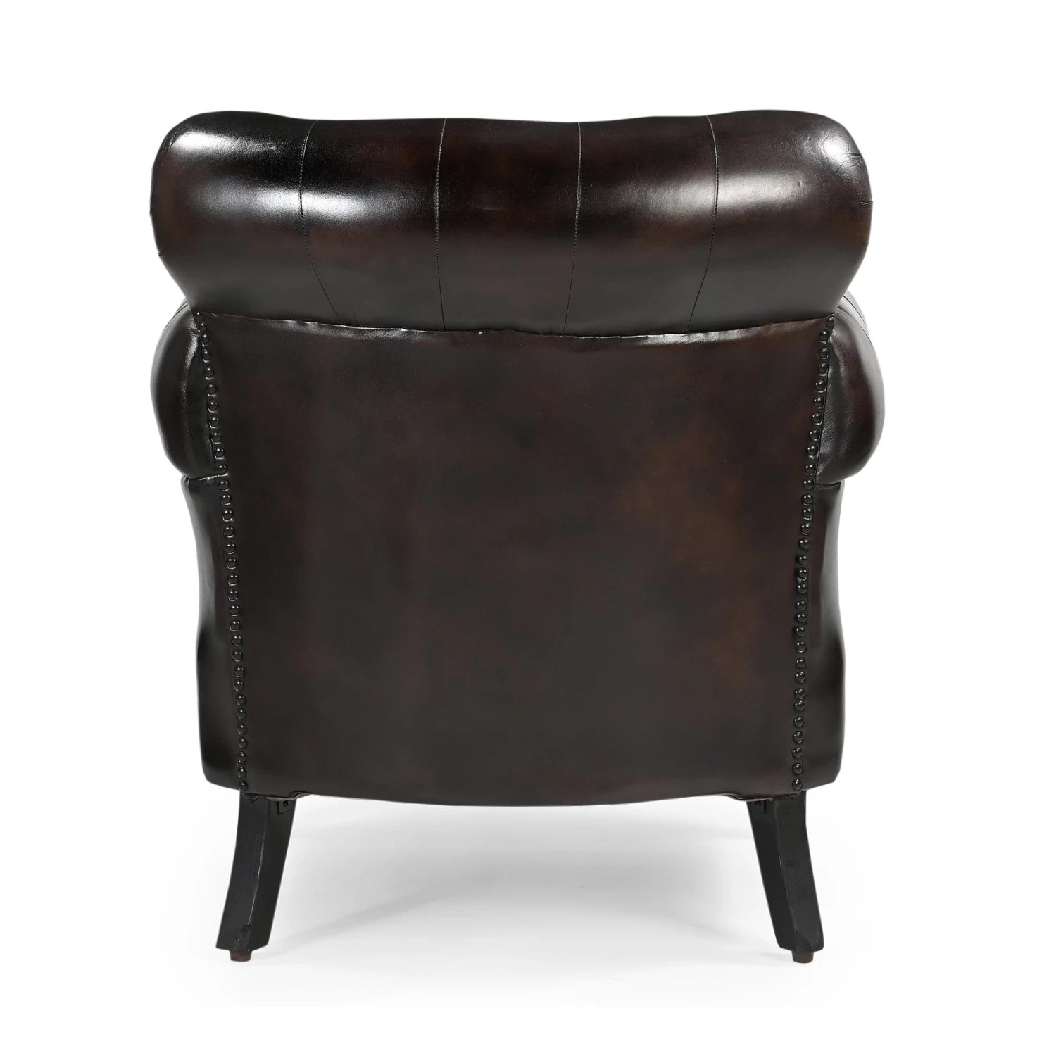 Studded Brown Leather Armchair - Image 6