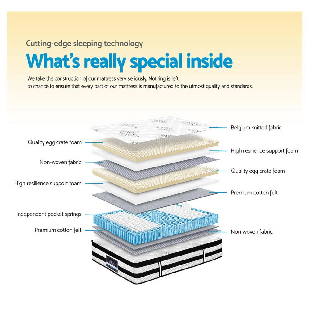 Giselle Bedding KING Mattress Bed Euro Top Pocket Spring Firm Foam 34CM - Image 7