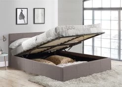King Single Size Fabric Gas Lift Storage Bed Frame In Grey