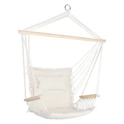 Gardeon Hammock Chair Swing Outdoor With Armrest Portable Cream
