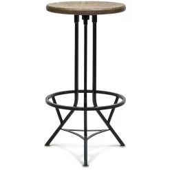 Industrial Style Wood & Iron Swivel Bar Stool 72cm