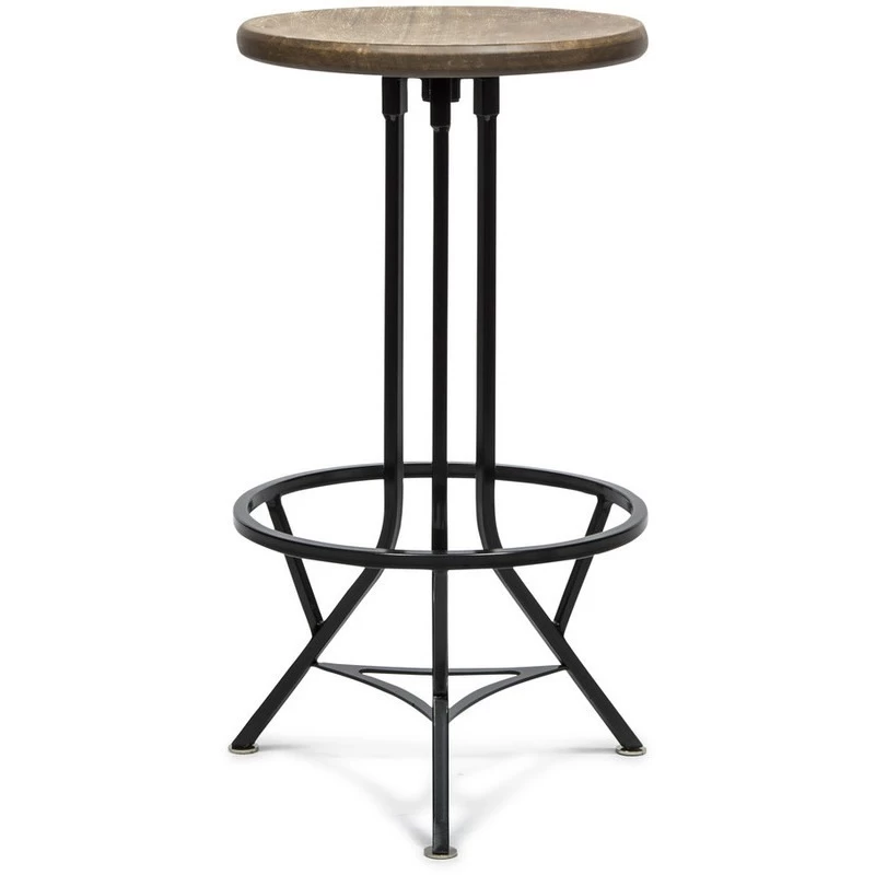 Industrial Style Wood & Iron Swivel Bar Stool 72cm