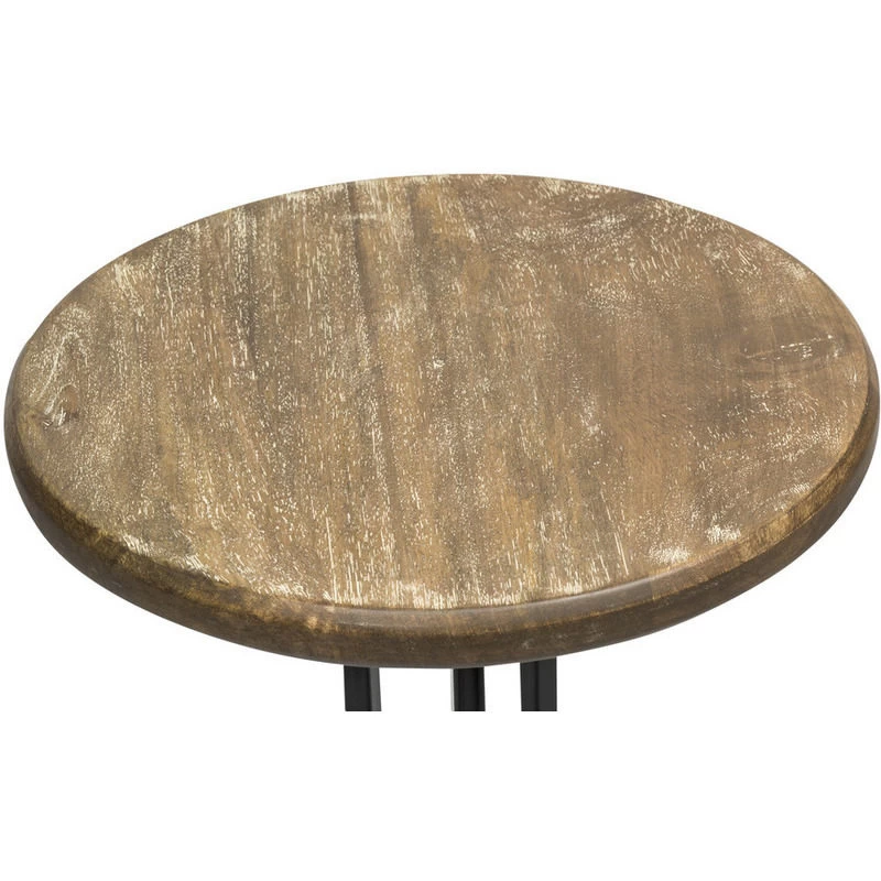 Industrial Style Wood & Iron Swivel Bar Stool 72cm - Image 3