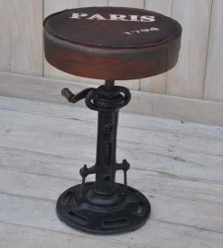 Paris Brown Leather Bar Stool