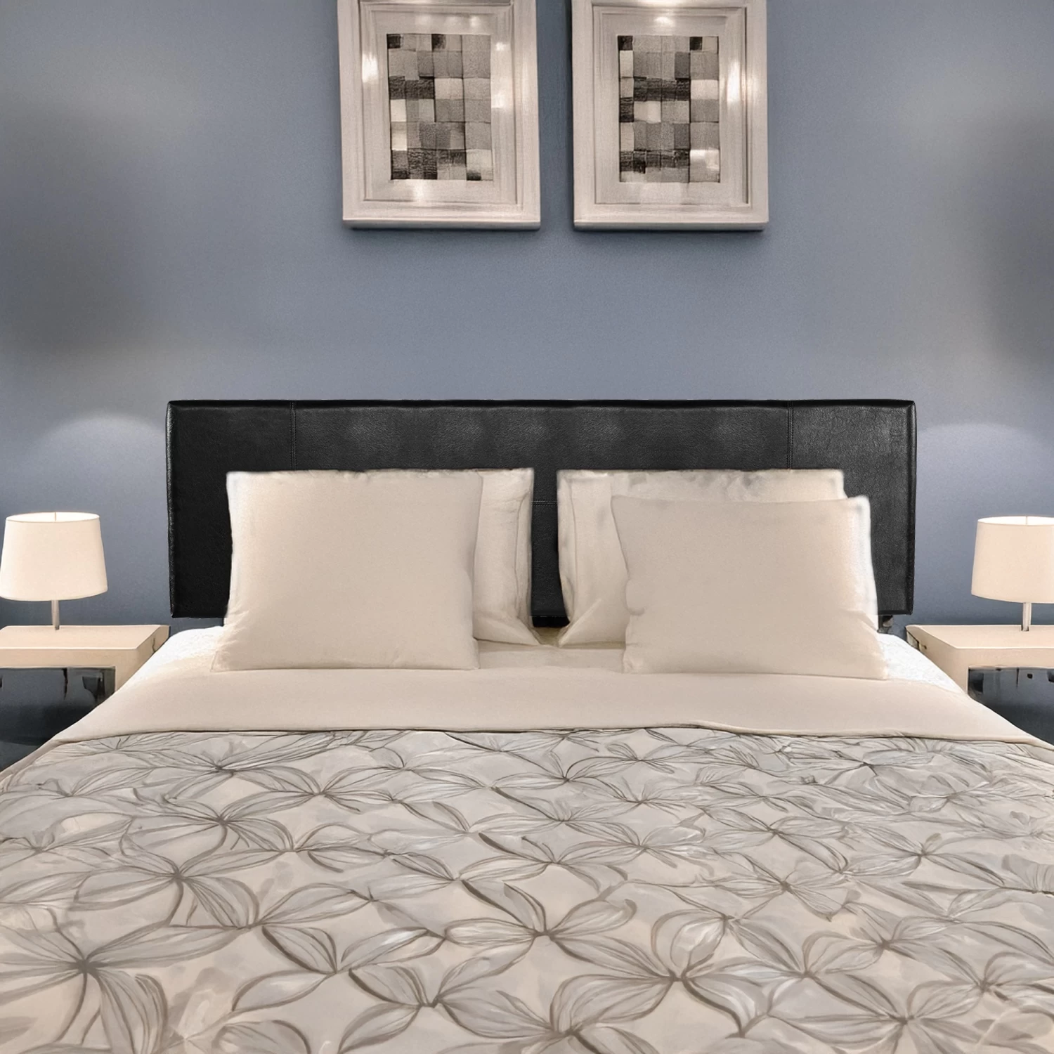 PU Leather King Bed Headboard Bedhead - Black - Image 2