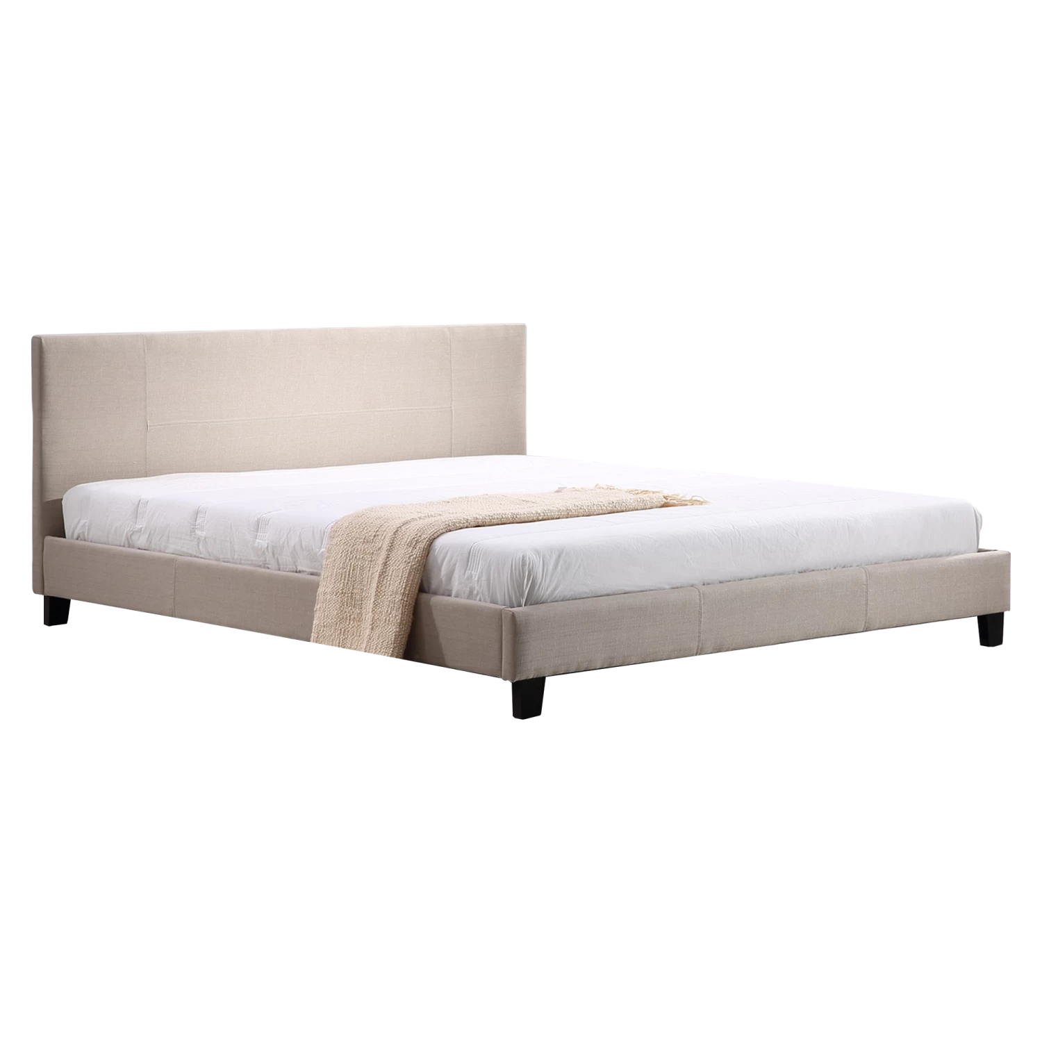 King Linen Fabric Bed Frame Beige