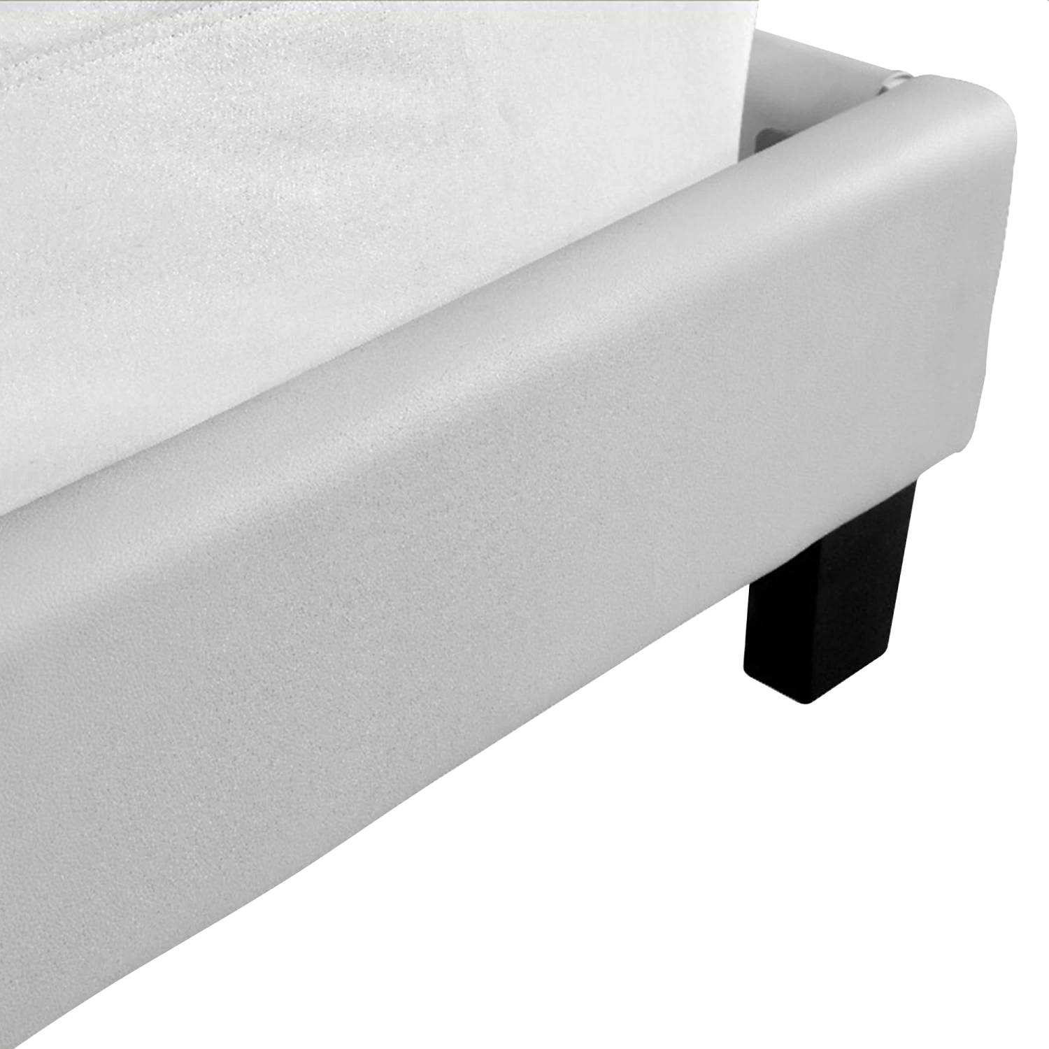King PU Leather Bed Frame White - Image 5