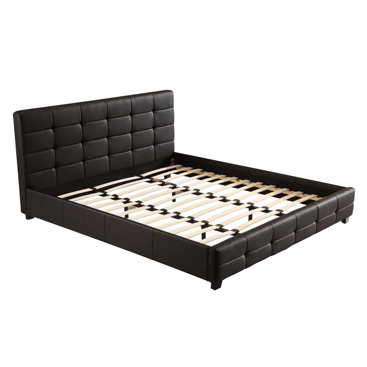 King PU Leather Deluxe Bed Frame Black