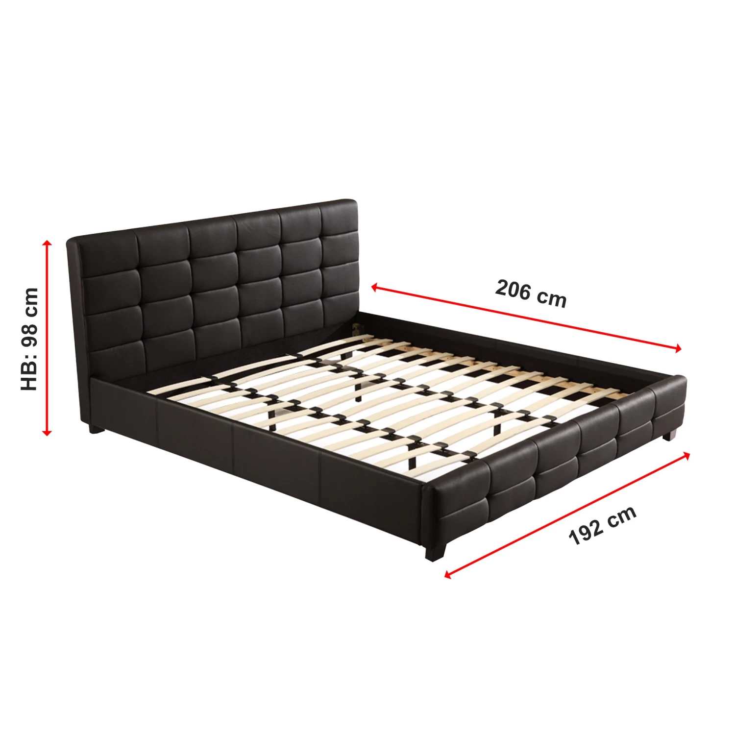 King PU Leather Deluxe Bed Frame Black - Image 8