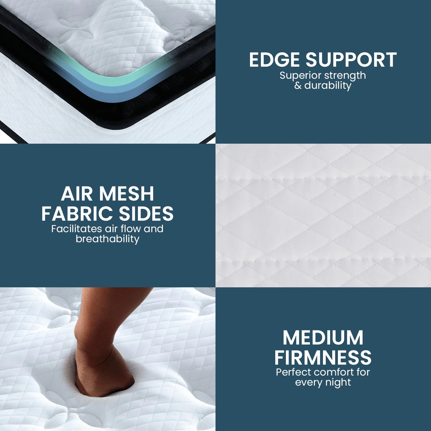 Laura Hill Queen Mattress Bed Size Euro Top 5 Zone Spring Foam 32cm - Image 6