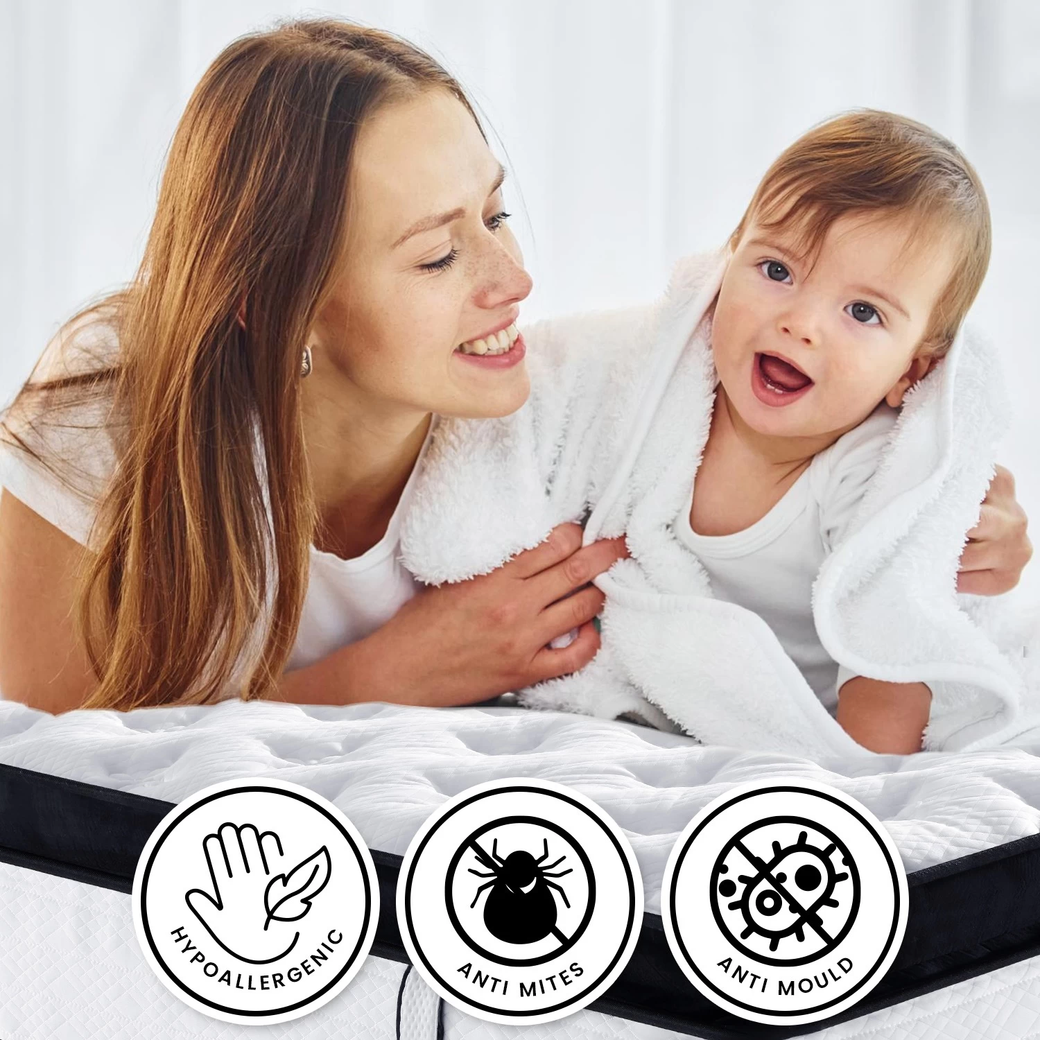 Laura Hill Queen Mattress Bed Size Euro Top 5 Zone Spring Foam 32cm - Image 8