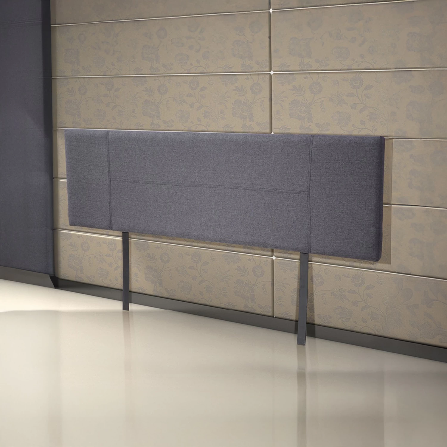 Linen Fabric King Bed Headboard Bedhead - Grey - Image 4