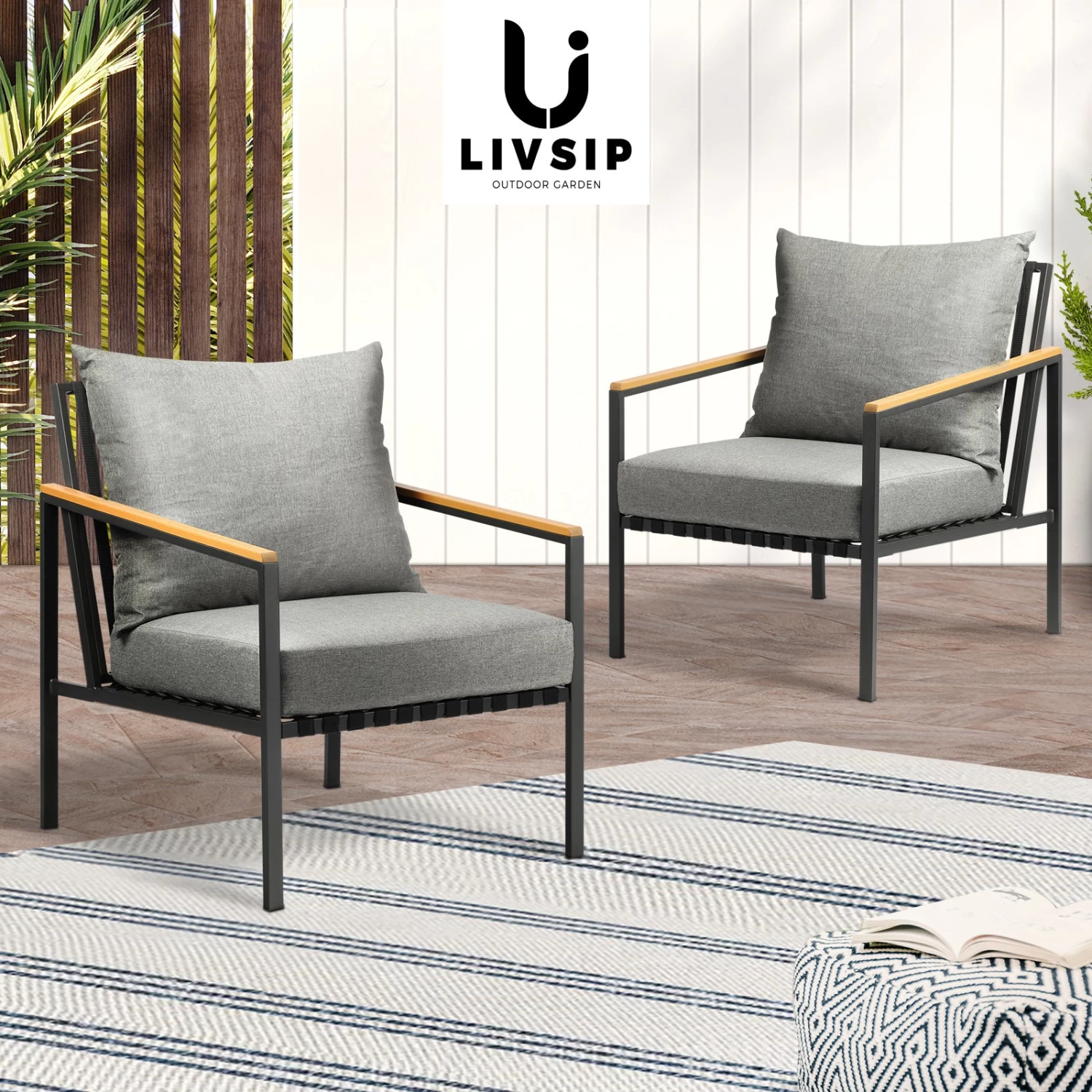 Livsip 2-4 Piece Lounge Set Outdoor Furniture Chair Sofa Table Garden Patio - Image 3