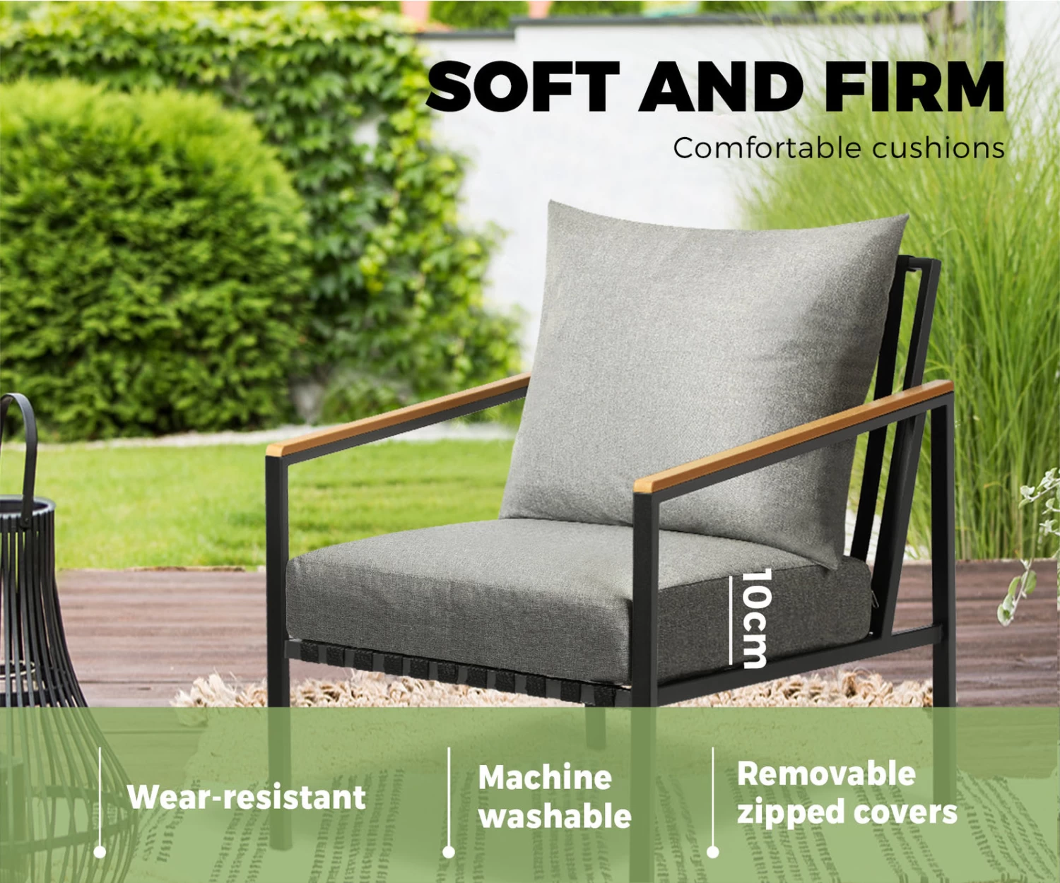 Livsip 2-4 Piece Lounge Set Outdoor Furniture Chair Sofa Table Garden Patio - Image 6