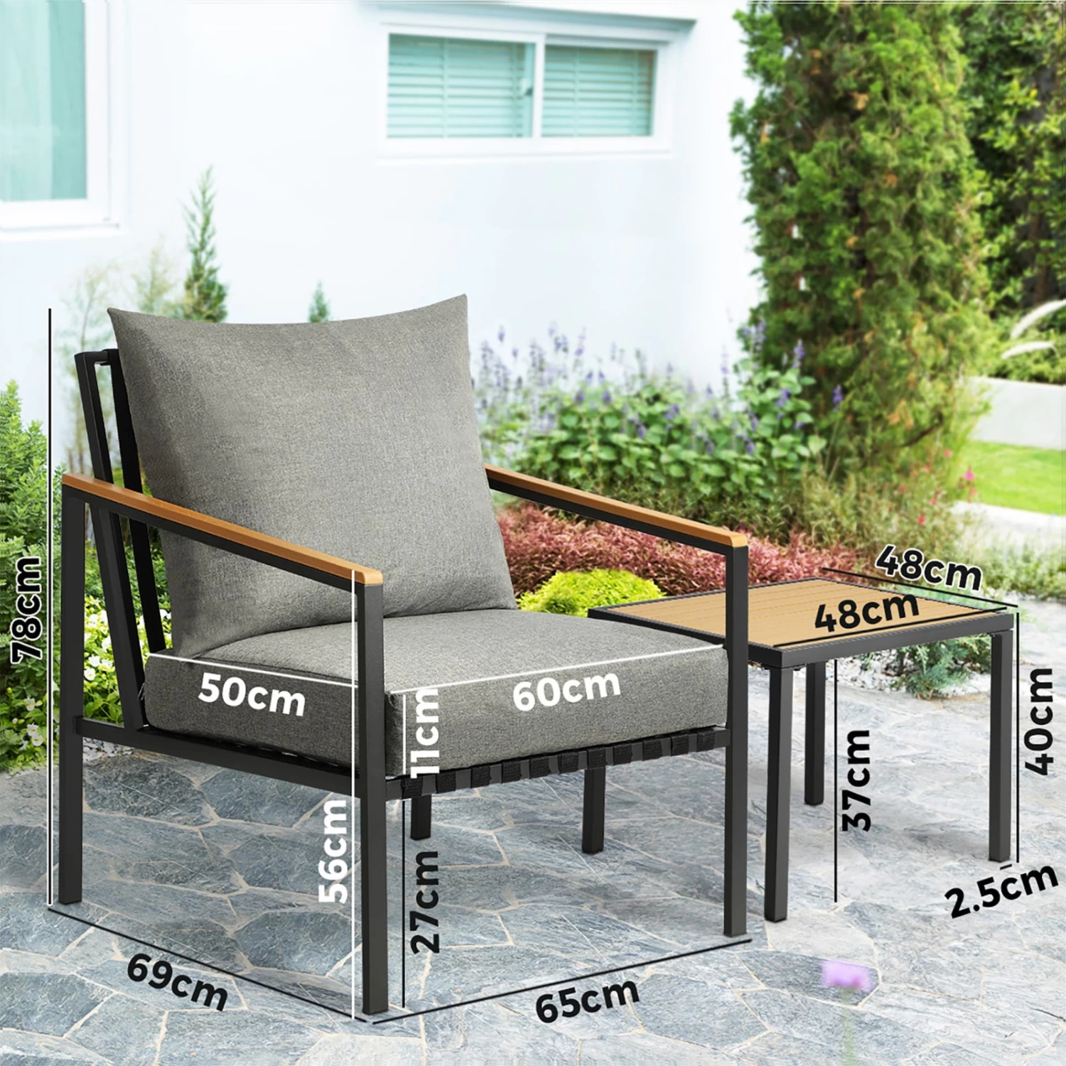 Livsip 2-4 Piece Lounge Set Outdoor Furniture Chair Sofa Table Garden Patio - Image 10