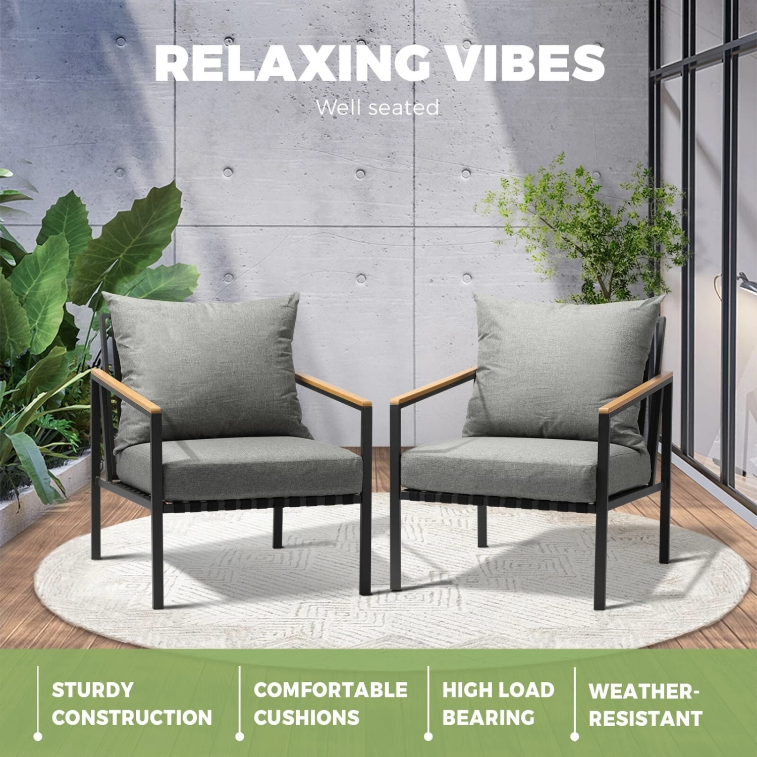 Livsip 2-4 Piece Lounge Set Outdoor Furniture Chair Sofa Table Garden Patio - Image 13