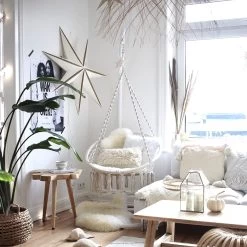 Madrid Macrame Hanging Chair Swing - Cream