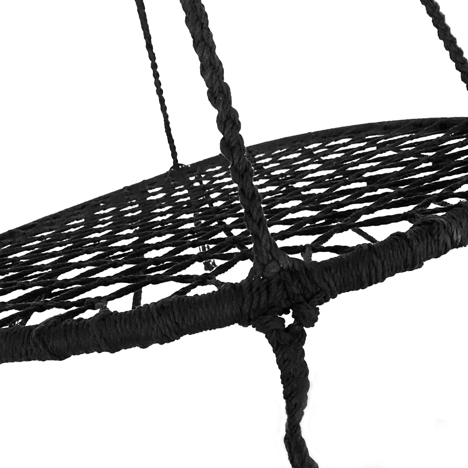 Morocco Macrame Hanging Hammock Swing - Black - Image 6
