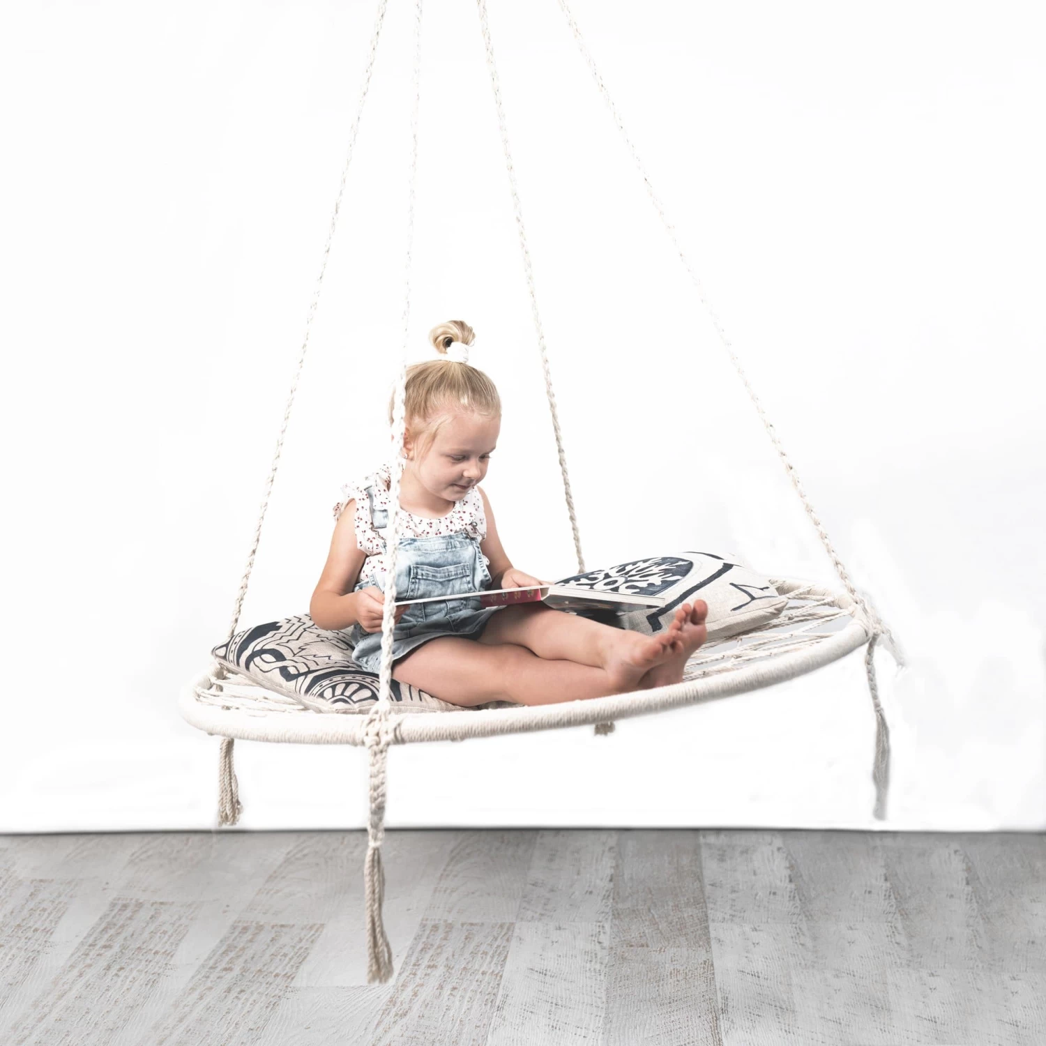 Morocco Macrame Hanging Hammock Swing - Cream - Image 4