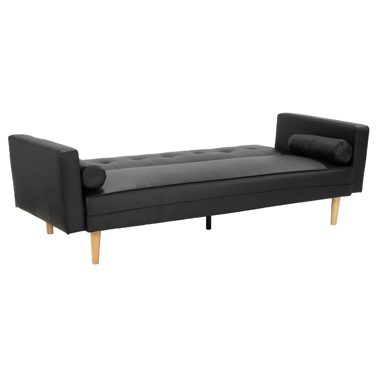 Madison Faux Leather Sofa Bed Lounge Couch Futon Furniture Home Suite - Black - Image 4