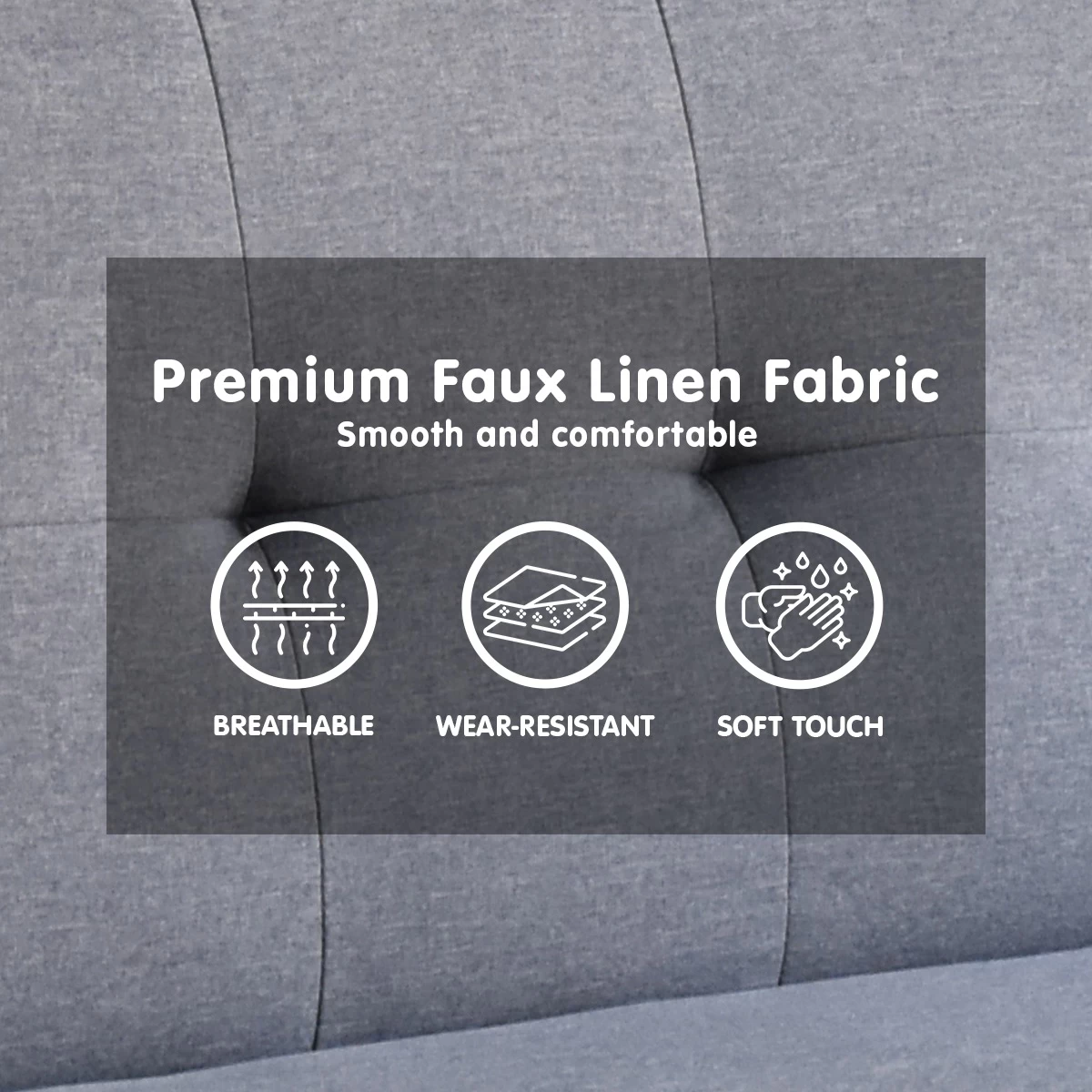 Madison Sofa Bed Lounge Couch Futon Furniture Home Dark Grey Linen Suite - Image 7