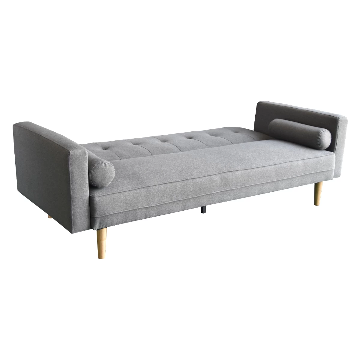 Madison Sofa Bed Lounge Couch Futon Furniture Home Light Grey Linen Suite - Image 4