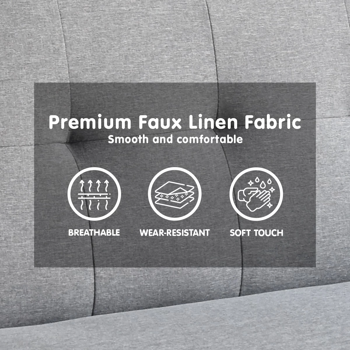 Madison Sofa Bed Lounge Couch Futon Furniture Home Light Grey Linen Suite - Image 7