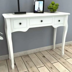 Dressing Console Table With Three Drawers White VidaXL