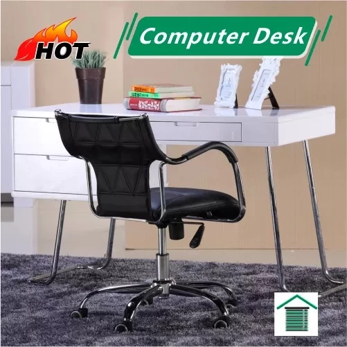 Modern 3 Drawer Computer Desk In High Gloss White