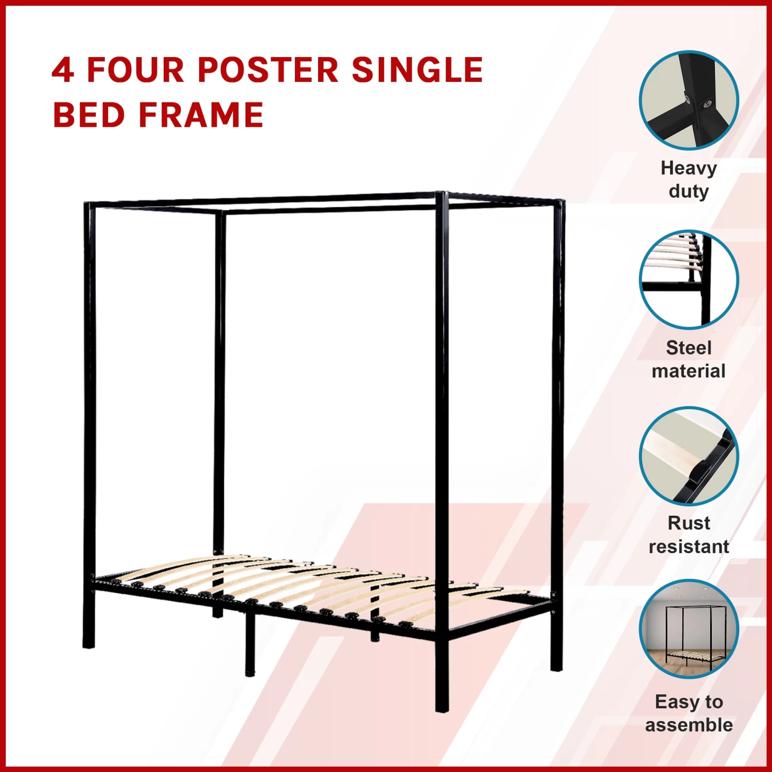 4 Four Poster Single Bed Frame - Image 3